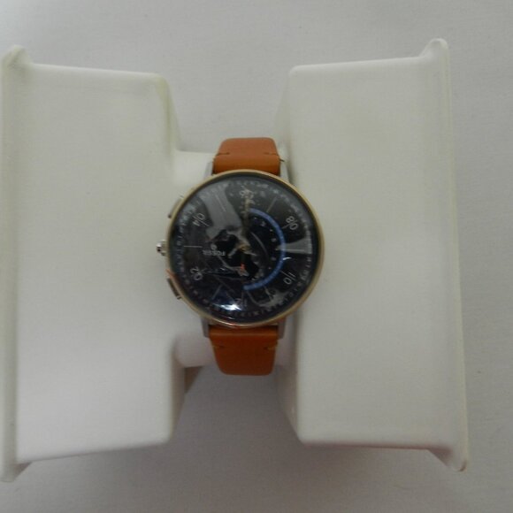 Fossil Hybrid Smartwatch blue face brown leather band Women NO Charger NEW NIB main image 7